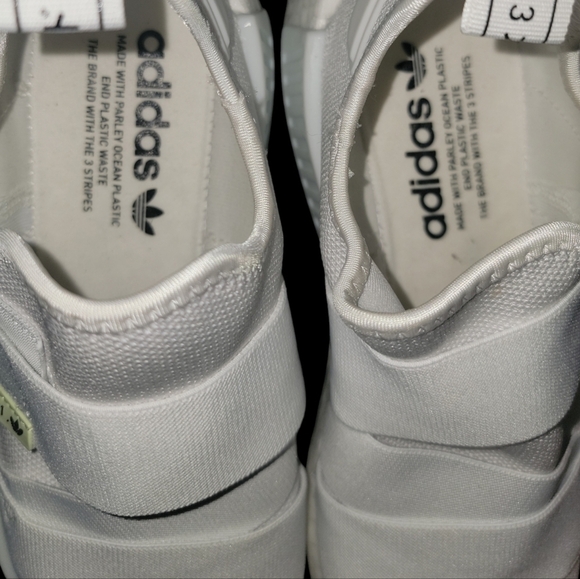 Women's size 9 Adidas NMD_R1. These are white with lime accents. New Without Tag - Picture 6 of 7